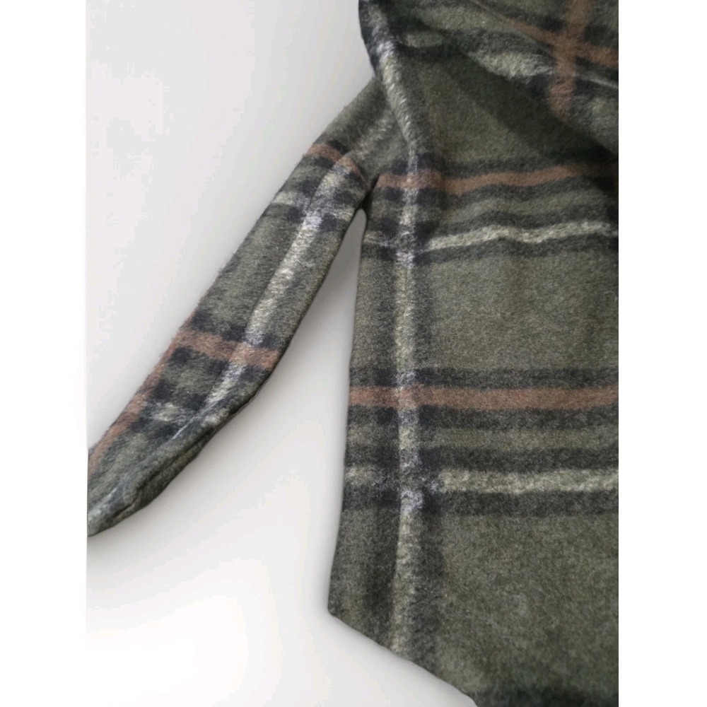 ELOQUII Long Plaid Belted Shacket Coat Green Brown Button Front Plus 18/20 - Picture 6 of 11
